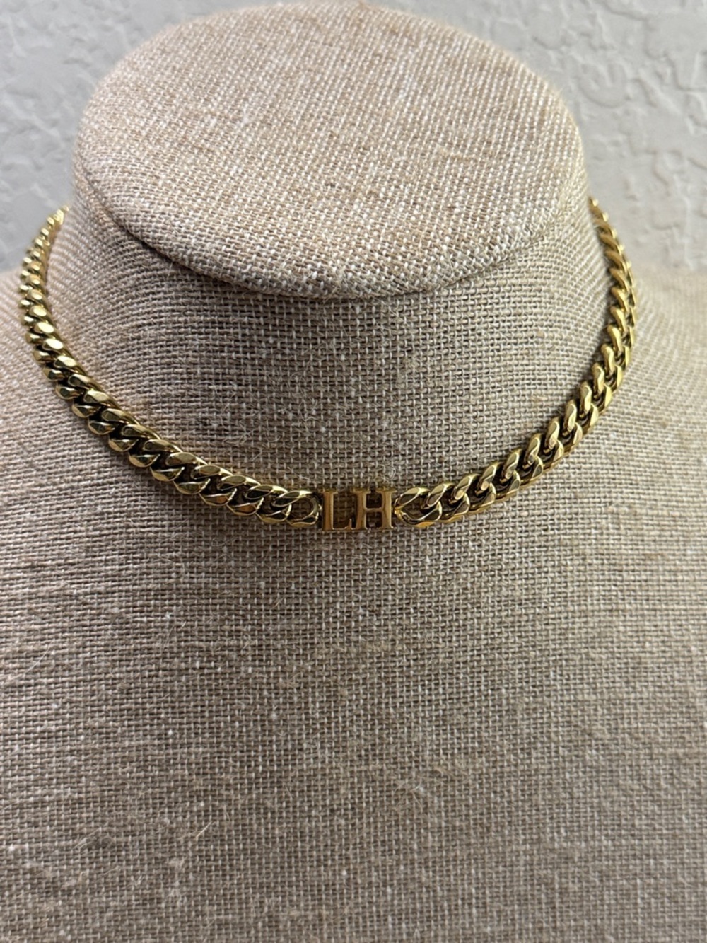 Gold-Tone Curb Chain Choker Necklace - Women Jewelry stainless steel